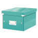 Zeleno-tyrkysový kartónový úložný box s vekom 22x28x16 cm Click&Store – Leitz
