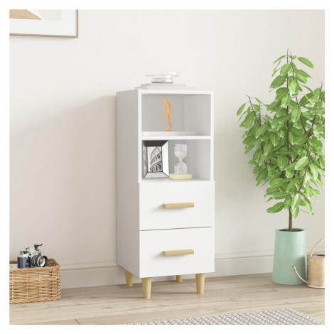 vidaXL Komoda biela 34,5x34x90 cm spracované drevo