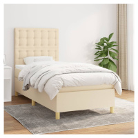 vidaXL Posteľný rám boxspring s matracom krémový 90x190 cm látka