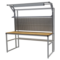 workalu® Hliníkový dielenský stôl so systémovou nadstavbou, jednostranný bedrunka hirth