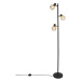 Dizajnová stojaca lampa čierna so zlatým nastaviteľným 3 svetlom - Mesh