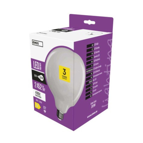 EMOS LED žiarovka Filament G125 18W E27 neutrálna biela