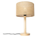 Vidiecka stolová lampa drevená s ľanovým tienidlom natural 25 cm - Mels