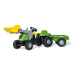 Šlapací traktor s prívesom a lyžicou Rolly Toys 023134 zelený