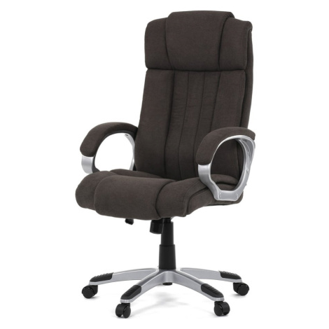 AUTRONIC KA-L632 BR2 Kancelářská židle, plast ve stříbrné barvě, hnědá látka, kolečka pro tvrdé 