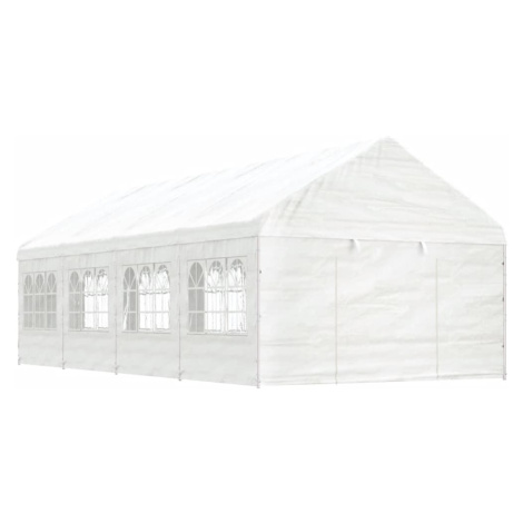 vidaXL Altánok so strechou, biely 8,92x4,08x3,22 m, polyetylén