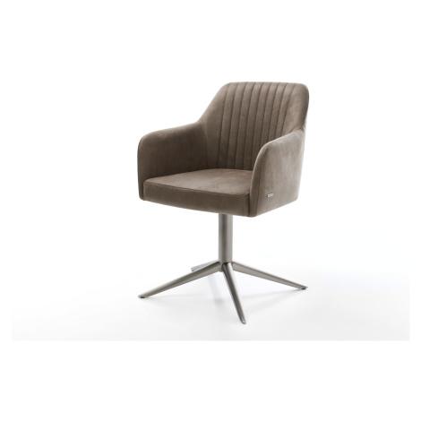 DELIFE Otočná jedálenská stolička Greg-Flex mikrovlákno taupe vintage podstava grafit 360° otočn