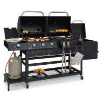 Klarstein Kingsville Smoker, kombinovaný gril, plyn, uhlie, udiareň, 13,5 kW, 3 + 1 horáky
