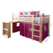 KONDELA Alzena 90 drevená poschodová posteľ s roštom borovica / ružová