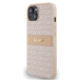 DKNY PU Leather Repeat Pattern Tonal Stripe Zadný Kryt pre iPhone 14 Pink