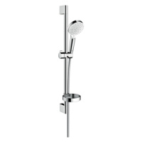 Hansgrohe Crometta, sprchová sada Vario so sprchovou tyčou 65 cm a miskou na mydlo, biela/chrómo