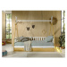 Domčeková detská posteľ z borovicového dreva s úložným priestorom v prírodnej farbe 90x200 cm TI