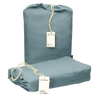 Dekoria Súprava posteľných ľanových obliečok Linen 220 x 200 cm grey-blue, 220 x 200 cm/ 2 posze