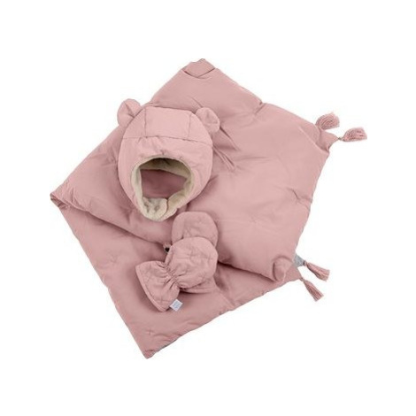 7AM Enfant komplet AIRY PINK ( 0 – 6 m ) – čapica, rukavice, deka