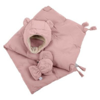 7AM Enfant komplet AIRY PINK ( 0 – 6 m ) – čapica, rukavice, deka