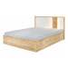 KONDELA Vodena 160 manželská posteľ s osvetlením dub wotan / biela