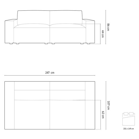 Tmavomodrá rozkladacia pohovka z textílie bouclé 247 cm Jodie – Micadoni Home