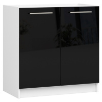 Kuchyňská skříňka pod dřez Olivie S 80 cm bílá/černý lesk