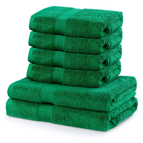 Set 2 bavlnených zelených osušiek a 4 uterákov DecoKing Marina