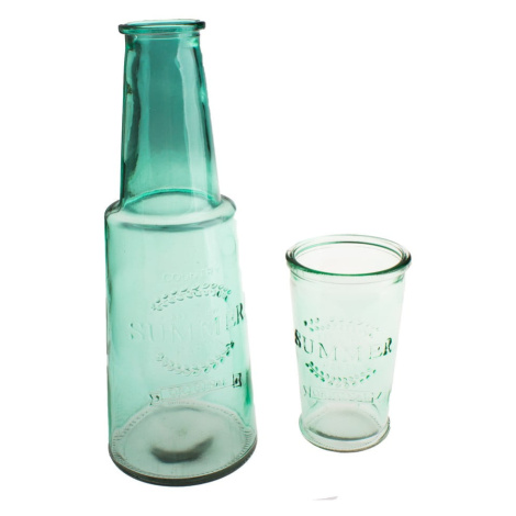Zelená sklenená karafa s pohárom, 800 ml Dakls