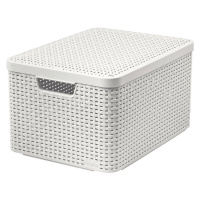 Košík Curver® STYLE2 LID L, krémový, 45x25x33 cm, s vekom