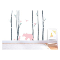 domtextilu.sk Úžasná detská nálepka na stenu s motívom ružového medveďa a lesa  46730