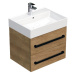 Kúpeľňová skrinka s čiernou úchytkou a umývadlom SAT Cube Way 60x71x46 cm dub Hickory mat CUBE46