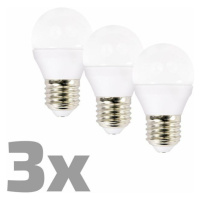ECOLUX LED žiarovka Ecolux 3-pack, miniglobe, 6W, E27, 3000K, 450lm, 3ks