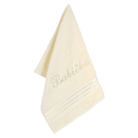 Bellatex Froté uterák s výšivkou Babička vanilková, 50 x 100 cm