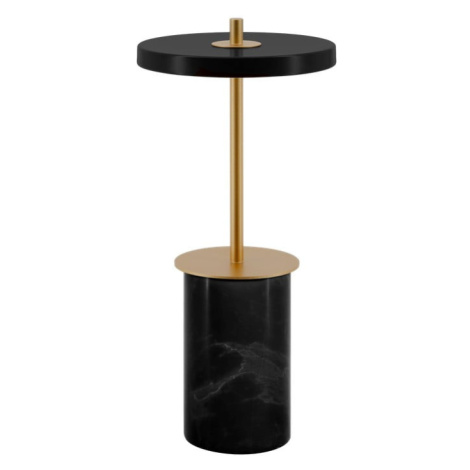 Čierna mramorová LED stolová lampa so stmievačom s kovovým tienidlom (výška  25,5 cm) Asteria Mo UMAGE