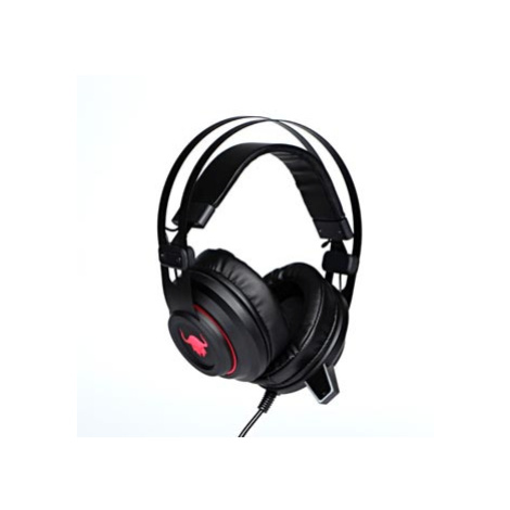 Red Fighter H3, sluchátka s mikrofonem, ovládání hlasitosti, černo-červená, herní, podsvícená, 2