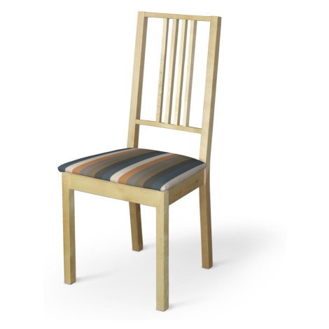 Dekoria Poťah na stoličku Börje, pásy v odtieňoch červeno-hnedo-modrých farbách, poťah na stolič