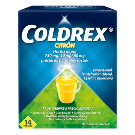 COLDREX Horúci nápoj citrón 14 vreciek