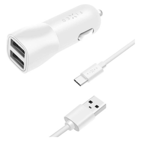 Fixed 2× USB-A 15W/USB-C kábel FIXCC15 biely