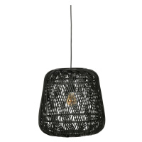 Čierna závesná lampa z bambusu WOOOD Moza, ø 36 cm