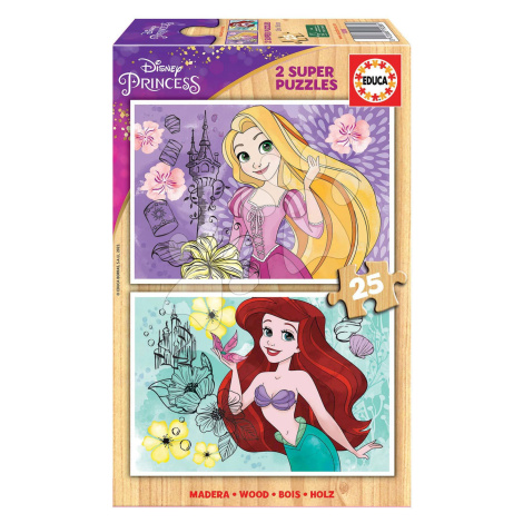 Drevené puzzle Disney Princess Educa 2x25 dielov