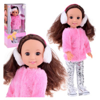 mamido Očarujúca bábika 38 cm ružový kožúšok a zimné oblečenie s náušnicami