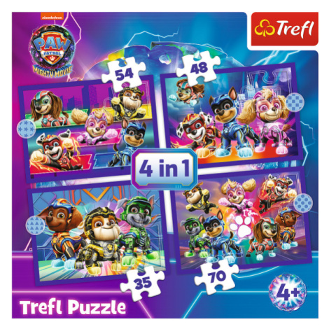 Trefl Puzzle 4v1 - Hrdinovia zachraňujú / Viacom PAW PATROL: THE MIGHTY MOVIE 2023