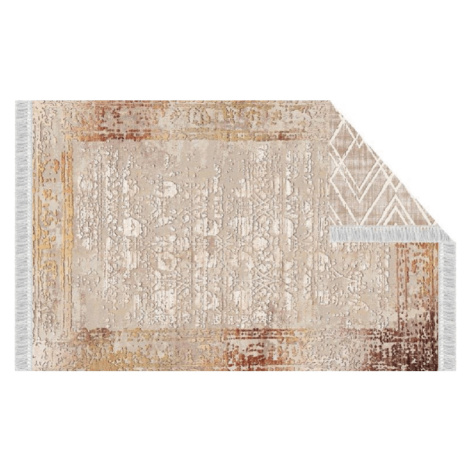 Obojstranný koberec, béžová/vzor, 180x270, NESRIN Tempo Kondela