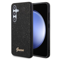 Guess PC/TPU Glitter Flakes Metal Logo Zadný Kryt pre Samsung Galaxy S24 Black