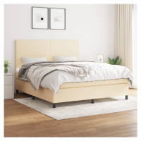 vidaXL Posteľný rám boxspring s matracom krémový 160x200 cm látka