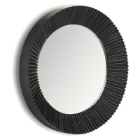 Estila Luxusné moderné čierne okrúhle nástenné zrkadlo Plissé Nero so skladaným dizajnom rámu 92