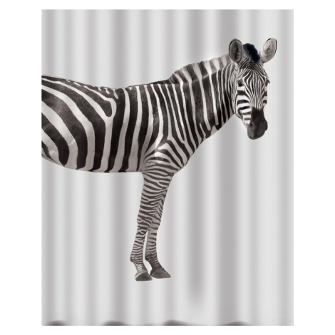 Spirella sprchový záves ZEBRA, bielo-čierny, 180 × 200 cm, polyester