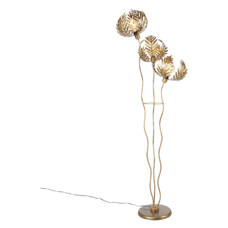 Vintage stojaca lampa zlatá 3-svetlá - Botanica Kringel QAZQA