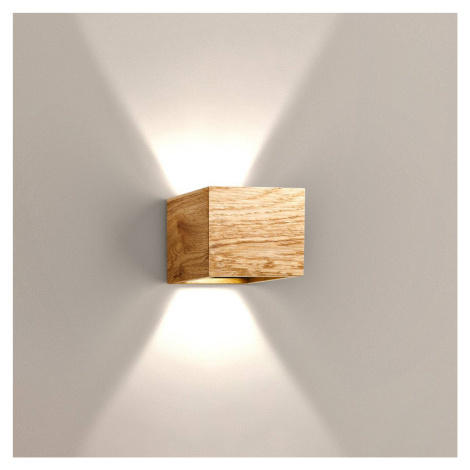 LED nástenné svetlo Shine-Wood, šírka 13 cm, dub/čierna, drevo FISCHER & HONSEL