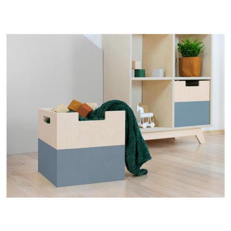 Benlemi Úložný drevený box BOKS s obdĺžnikovým výrezom Zvoľte farbu: Tmavo sivá, pololakovaná
