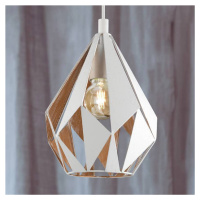 Závesná lampa Carlton 1, bielo-zlatá, Ø 20,5cm