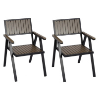 Záhradné stoličky 2 ks Čierna / sivá,Záhradné stoličky 2 ks Čierna / sivá