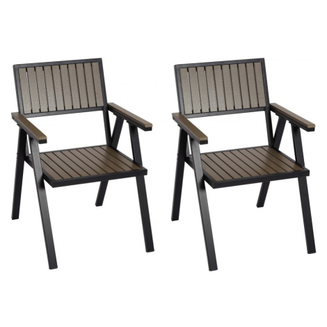 Záhradné stoličky 2 ks Čierna / sivá,Záhradné stoličky 2 ks Čierna / sivá