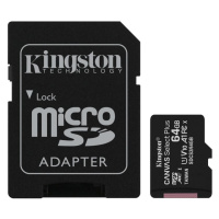 Pamäťová karta 64 GB GB microSDHC Kingston Canvas Select Plus Class 10 s adaptérom